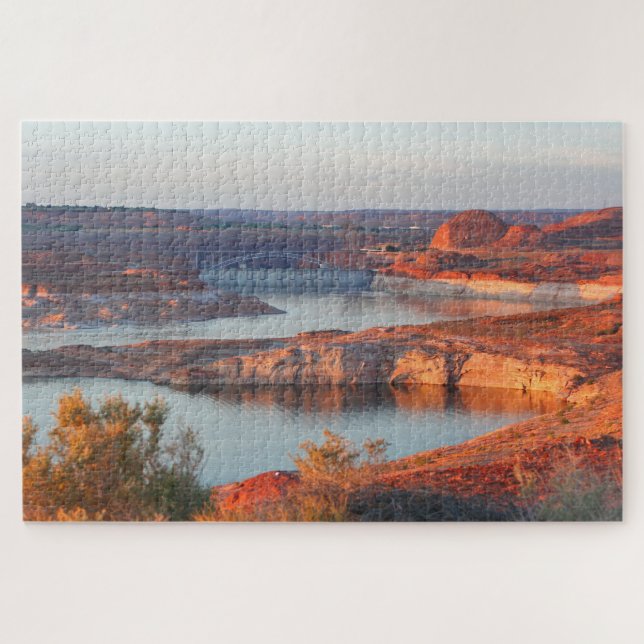 Quebra-cabeça Barragem e ponte no nascer do sol (Horizontal)