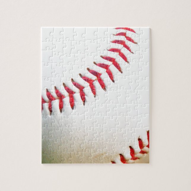 Quebra-cabeça Baseball Branco com Costura Vermelha (Vertical)