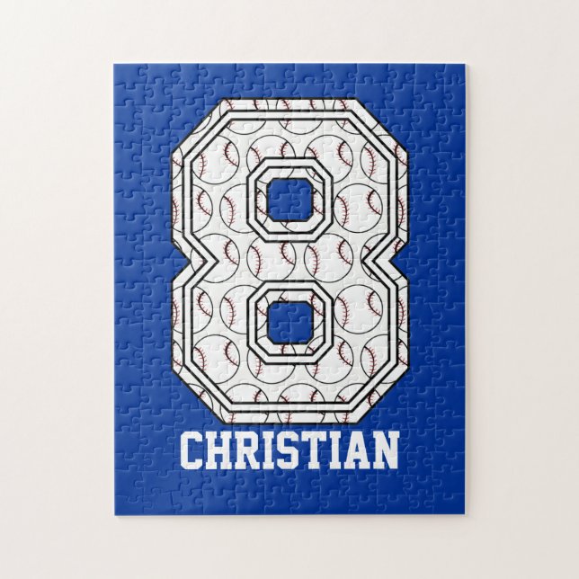 Quebra-cabeça Basebol personalizado número 8 (Vertical)