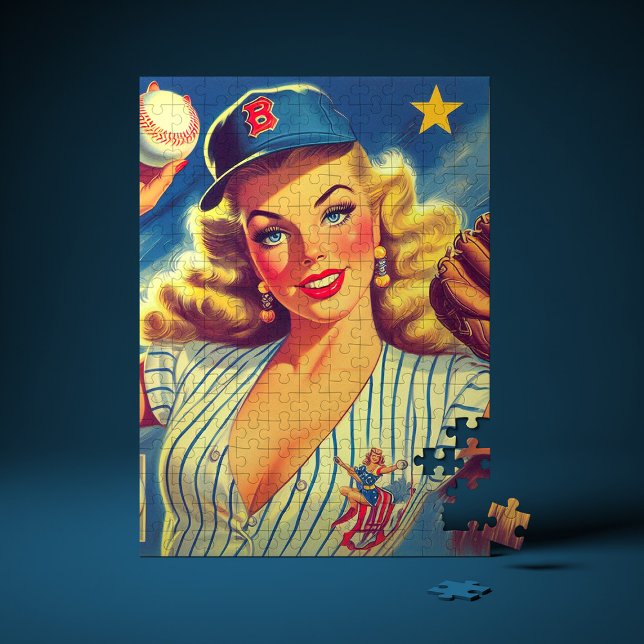 Quebra-cabeça Basebol Pin-up Vintage (Criador carregado)