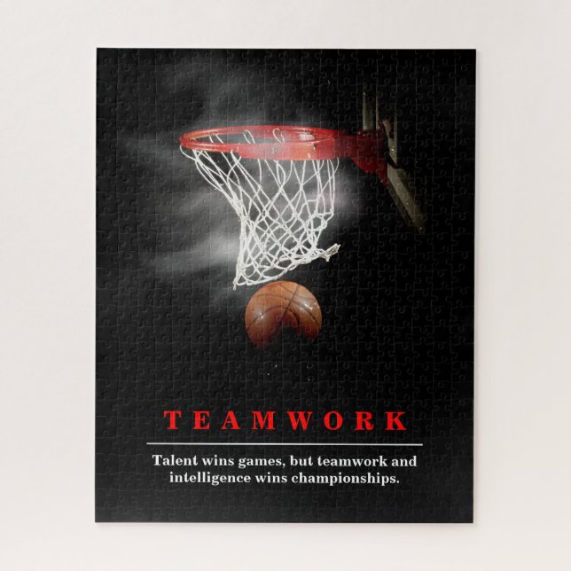 Quebra-cabeça Basquete de Trabalho em Equipe Motivacional Inspir (Vertical)