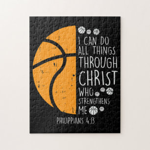Quebra-cabeça Basquete Posso Fazer Coisas Bíblia Verso Deus Jes