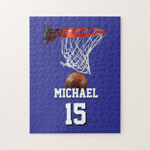Quebra-cabeça Basquetebol Adicione seu Nome e Número Pop Art