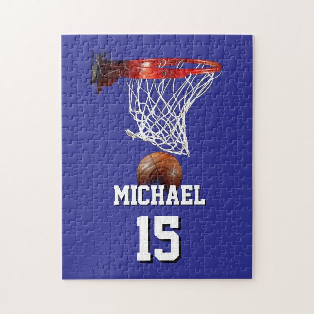 Quebra-cabeça Basquetebol Adicione seu Nome e Número Pop Art (Vertical)