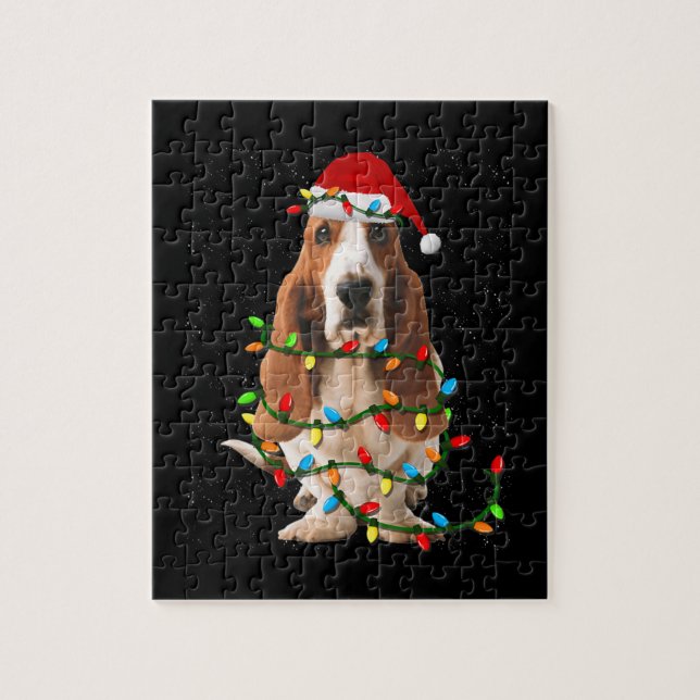 Quebra-cabeça basset hound christmas engraçado basset hound dog  (Vertical)