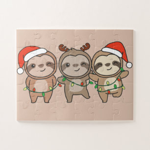 Quebra-cabeça Bastante Natal Animais de Natal Cute Sloth Jigsa