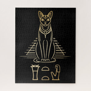 Quebra-cabeça Bastet com nome em hieroglifos e na Pirâmide do Eg