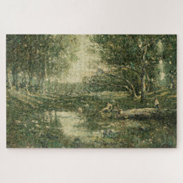 Quebra-cabeça Bathers in Green Woodland Landscape (Arte Vintage)