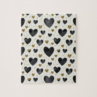 Quebra-cabeça Batida do Coração Dourada | Padrão de Aquarela Pre