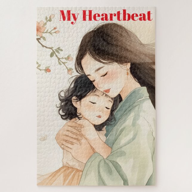 Quebra-cabeça "Batimento do Meu Coração" Mãe e Filho Quebra-Cabe (Vertical)