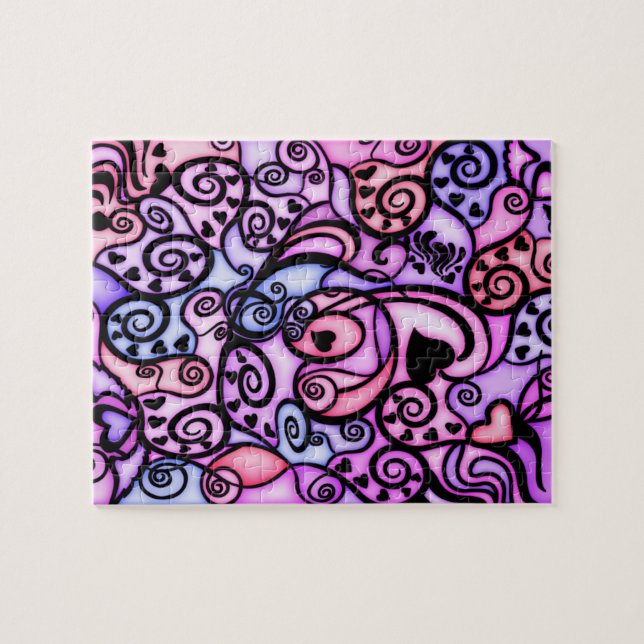 Quebra-cabeça Batimentos cardíacos que cantam, estilo do vitral (Horizontal)