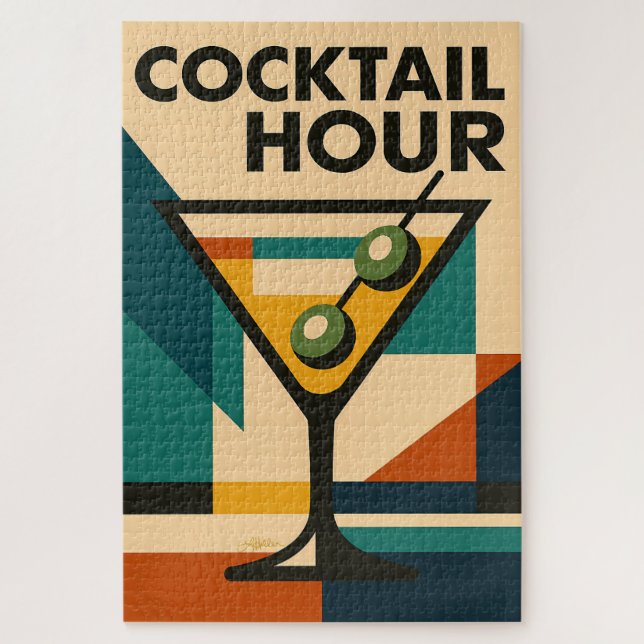 Quebra-cabeça Bauhaus de Meados do Século Cocktail Martini (Vertical)