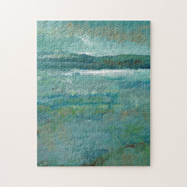 Quebra-cabeça Beach Coastal Abstract Ocean Painting (Vertical)