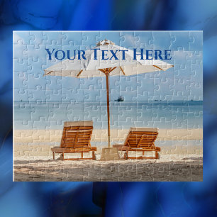 Quebra-cabeça Beach Lounge Chairs com guarda-chuva
