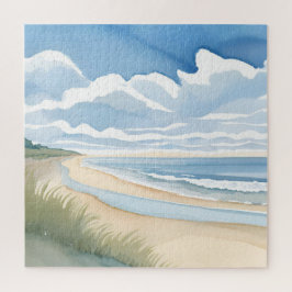 Quebra-cabeça Beach Shore Walk | Coastal Ocean Watercolor