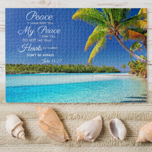 Quebra-cabeça Beachside Cook Island - John 14:27 Verso da Bíblia