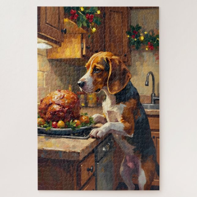 Quebra-cabeça Beagle Christmas Kitchen Counter Sniffer (Vertical)