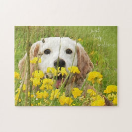 Quebra-cabeça beagle em flores, mantenha o encorajamento de chei