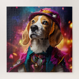 Quebra-cabeça Beagle em um chapéu rosa