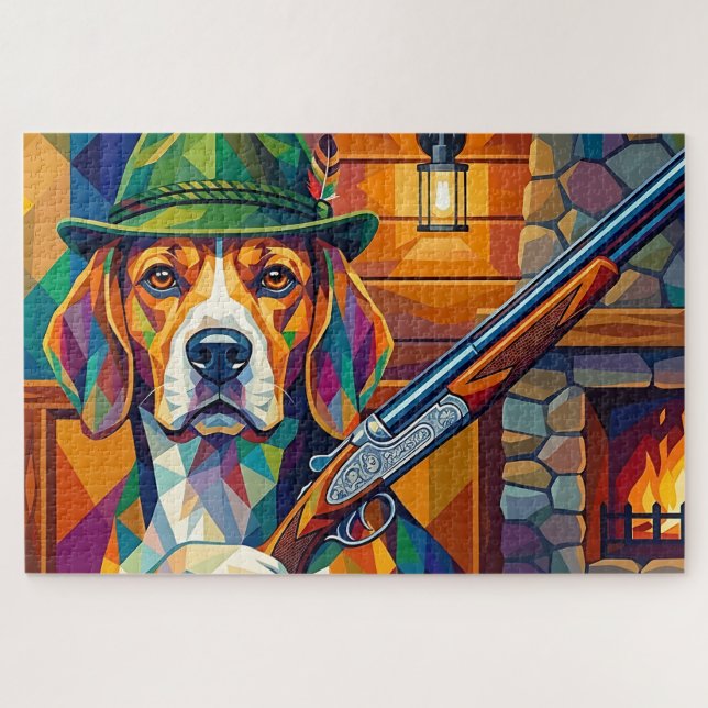 Quebra-cabeça Beagle Jäger Pop Art – Moderner Jagdhund (Horizontal)