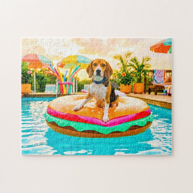 Quebra-cabeça Beagles no flutuador de hambúrguer (Horizontal)
