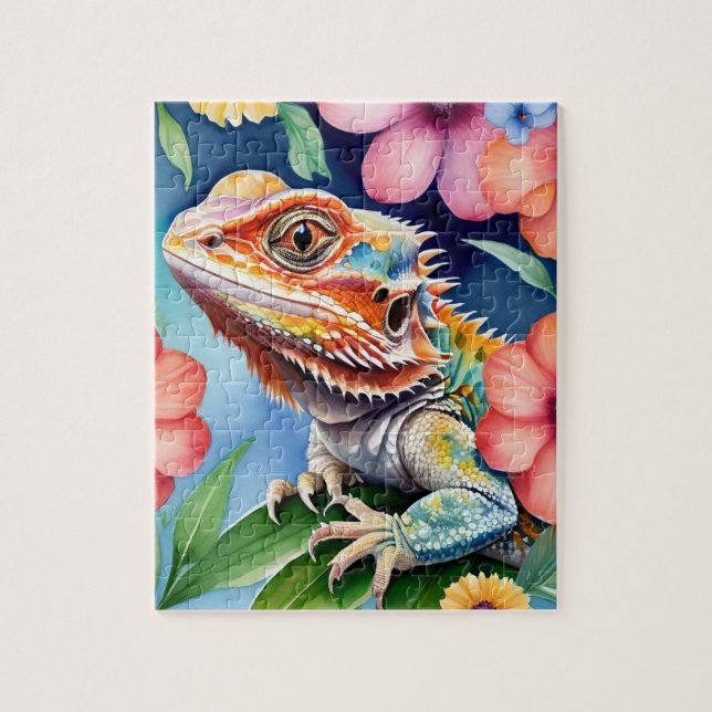 Quebra-cabeça Bearded Dragon Lizard Family Pet Portrait (Vertical)