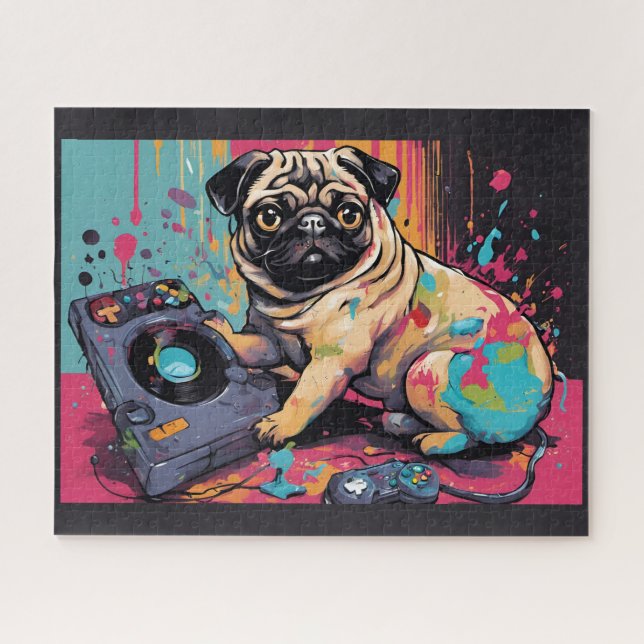 Quebra-cabeça Beau carlin adorant les jeux vidéo (Horizontal)