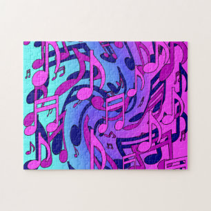 Quebra-cabeça Beautiful Music Pink Purple Blue Musical Pattern