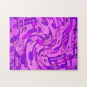 Quebra-cabeça Beautiful Music Upbeat Musical Notes Purple Pink