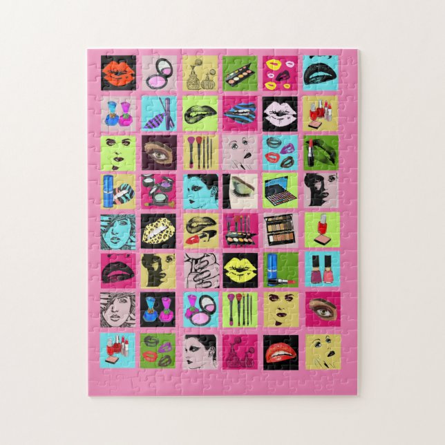 Quebra-cabeça Beauty Makeup Cosmetics mulheres enfrentam arte de (Vertical)