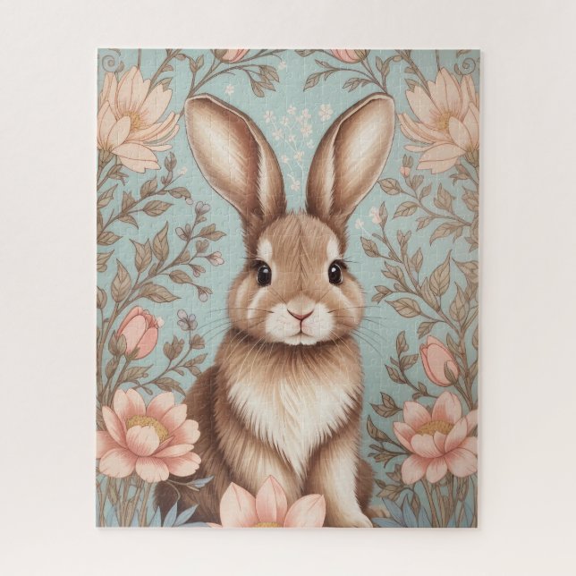 Quebra-cabeça Bebê Coelhinho Fofo Floral Pastel  (Vertical)