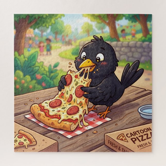 Quebra-cabeça Bebê de desenho animado melro preto corvo gralha c (Vertical)
