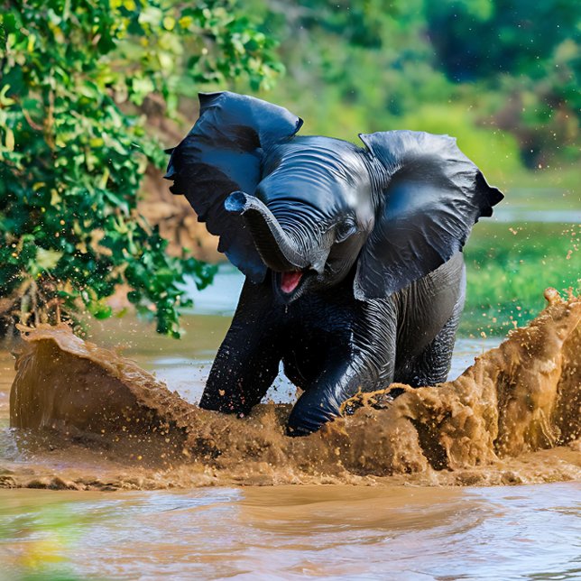 Quebra-cabeça Bebê Elefante Brincando na Lama (Criador carregado)