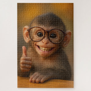 Quebra-cabeça Bebê Macaco Alegre Sorriso Divertido Puzzle