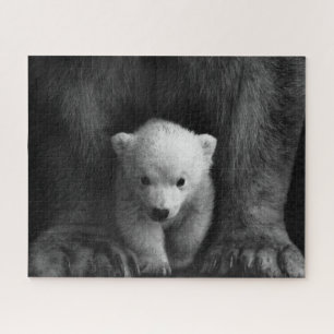 Quebra-cabeça Bebê Polar Urso aos Pés das Mães, Preto e Branc