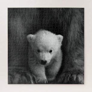 Quebra-cabeça Bebê Polar Urso com Mãe, Preto e Branco
