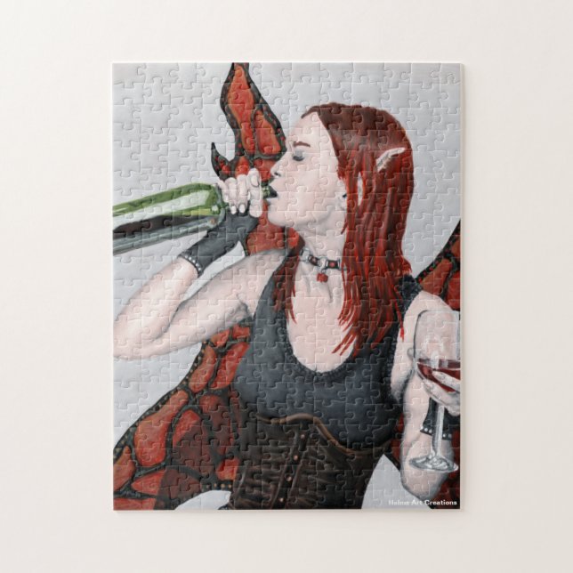 Quebra-cabeça Bebendo de Fada Mágica Vinho Fantasia Quebra-cabeç (Vertical)