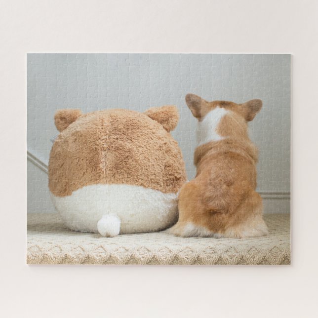 Quebra-cabeça Bebês Mais Pobres | Corgi & Plush Puppy (Horizontal)