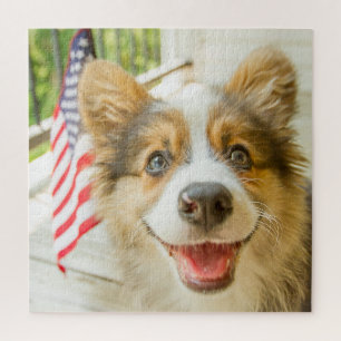 Quebra-cabeça Bebês Mais Pobres Corgi Puppy Patriótico