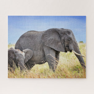 Quebra-cabeça Bebês Mais Pobres   Elefante Africano e Mãe