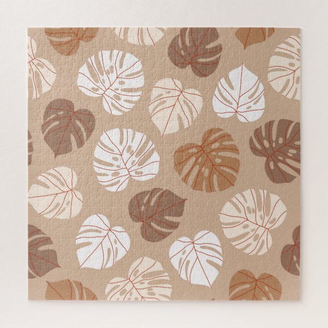 Quebra-cabeça Beige Monstera deixa: padrão desenhado à mão (Vertical)