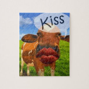 Quebra-cabeça Beijo da vaca! Bonito e divertido!