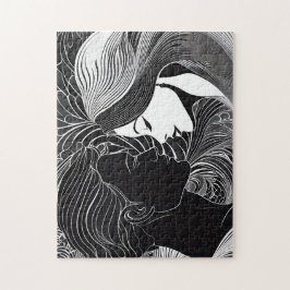 Quebra-cabeça Beijo do Amor, Segredo Negro e Branco