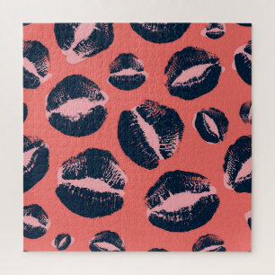 Quebra-cabeça Beijo Leopard: Impressão de Moda Lipstick