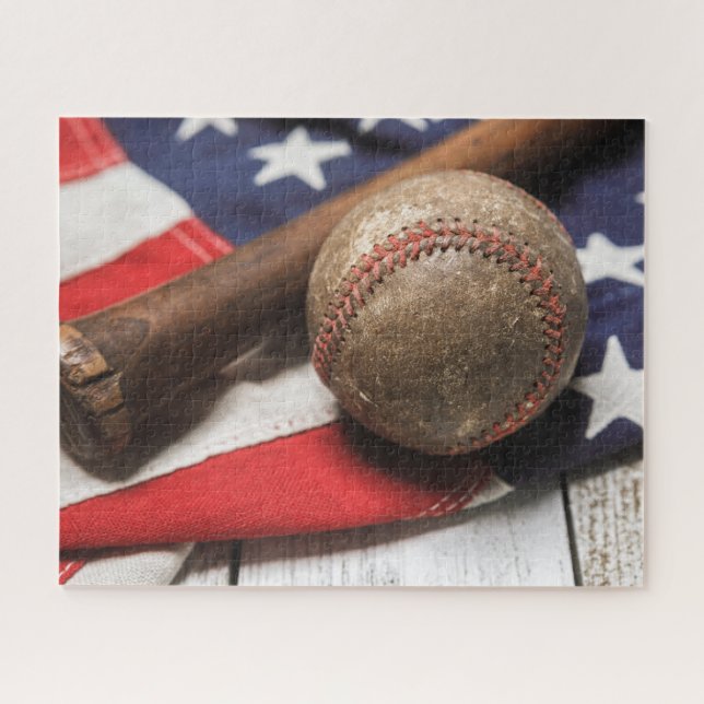 Quebra-cabeça Beisebol e Bat Vintage (Horizontal)