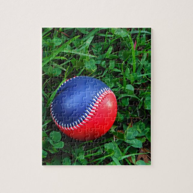 Quebra-cabeça Beisebol Vermelho e Azul com Pintura Branca (Vertical)