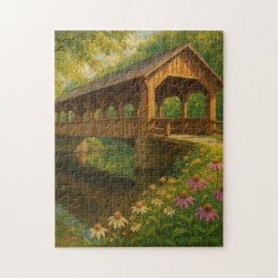 Quebra-cabeça Bela arte de ponte coberta de verão