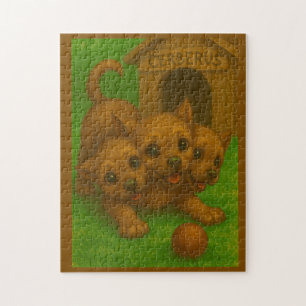 Quebra-cabeça Bela Arte Fantasia Cerberus De Olhos Cachorros De