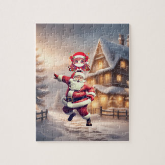 Quebra-cabeça Bela Bebê Papai Noel Dança Véspera de Natal