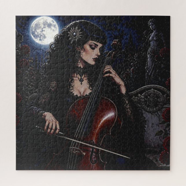Quebra-cabeça Bela Beleza Gótica Tocando Violoncelo (Vertical)